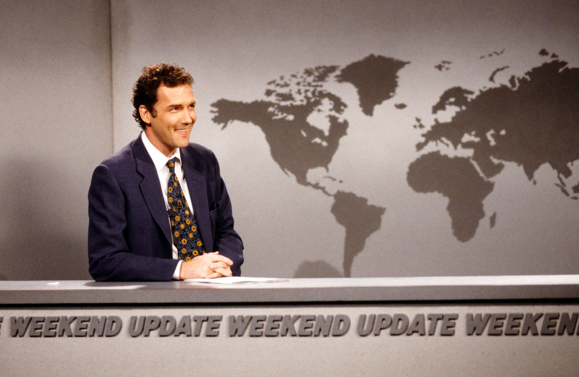 Norm MacDonald during the 'Weekend Update' skit on April 12, 1997