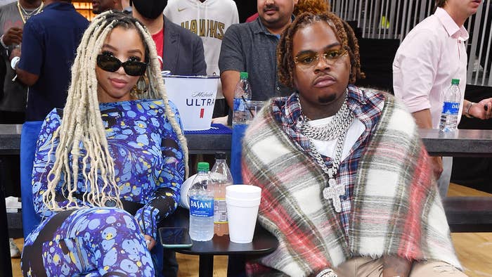 Chloe Bailey and Gunna attend Atlanta Hawks vs Dallas Mavericks home opener game