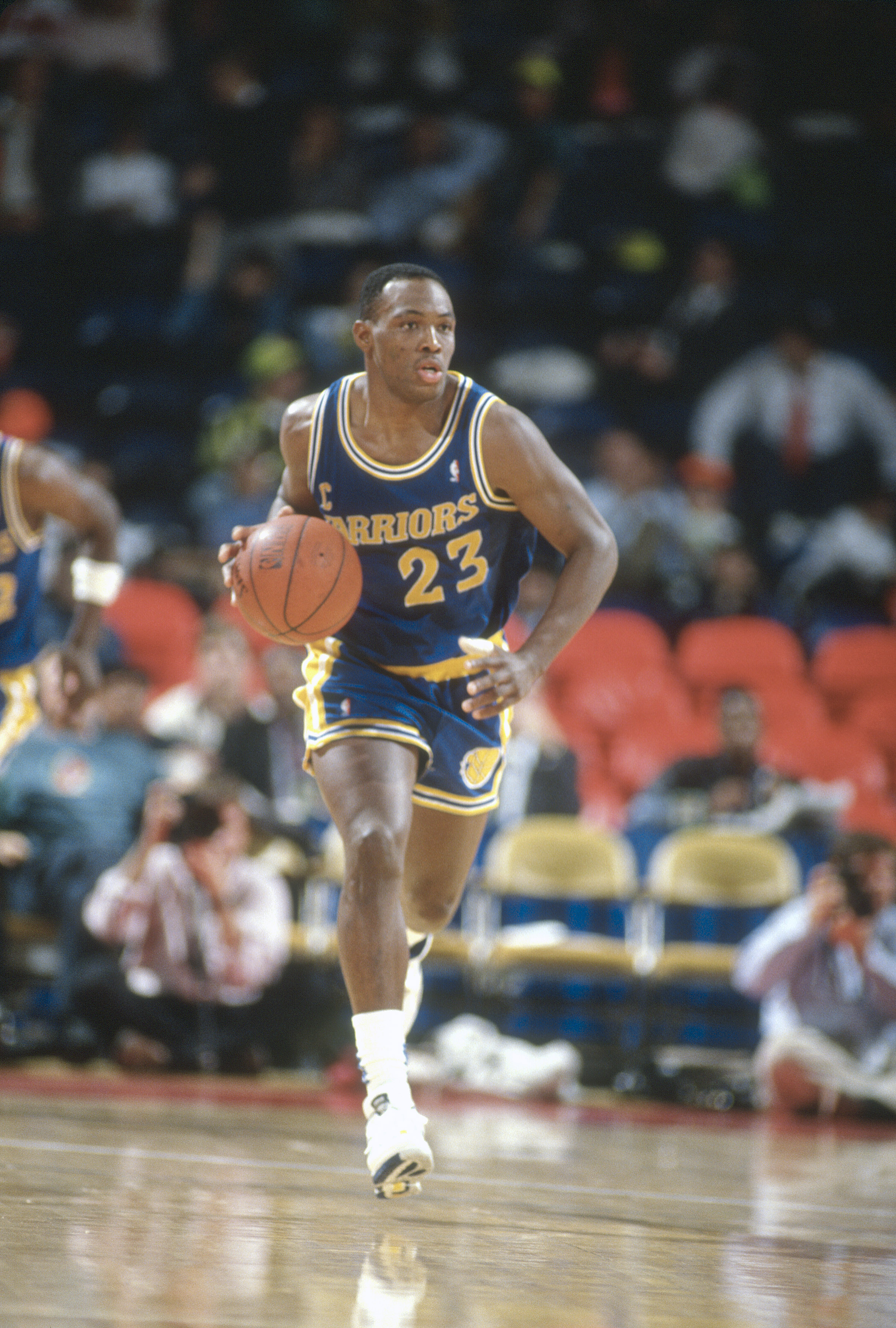 This is a photo of Mitch Richmond in his 1990 season with the Warriors.