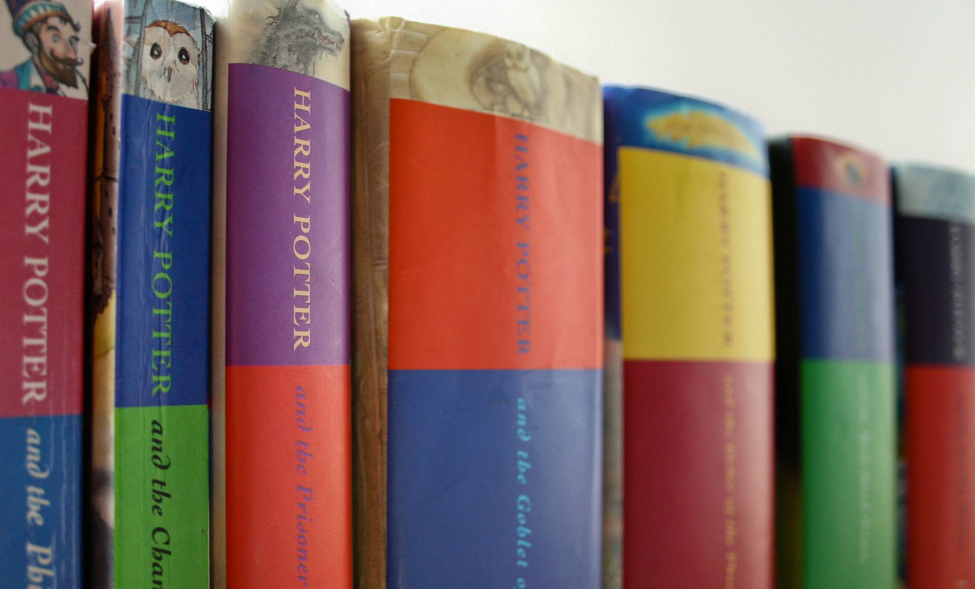 Harry Potter books lined up together