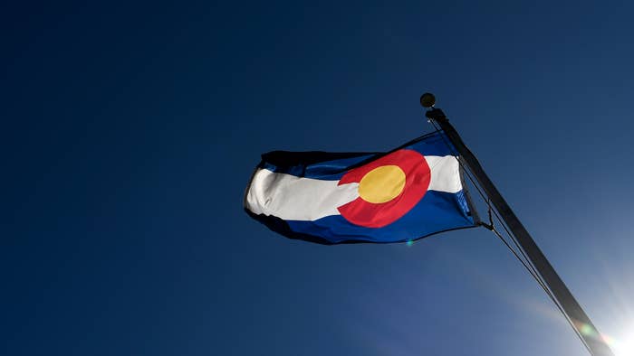 Colorado state flag blows