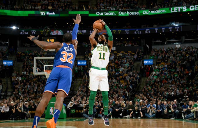 Kyrie Irving #11 of the Boston Celtics shoots the ball