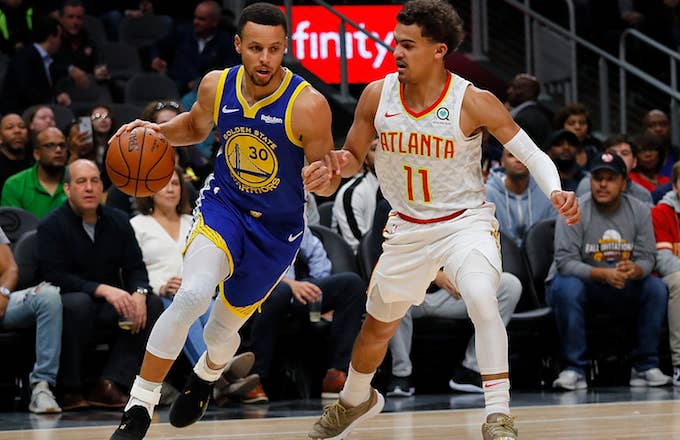 Stephen Curry and Trae Young