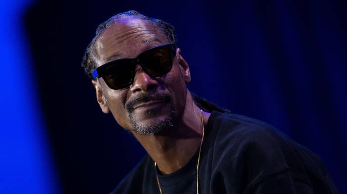 Snoop Dogg attends Super Bowl LVI Halftime Show Press Conference.