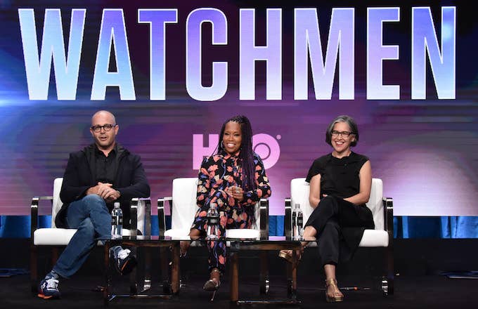 Cast and crew of &#x27;Watchmen&#x27; onstage during the HBO Summer TCA Panels.
