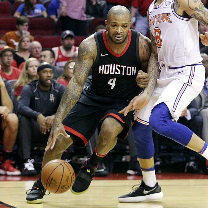 P.J. Tucker Nike Air Yeezy 2 Solar Red In Game