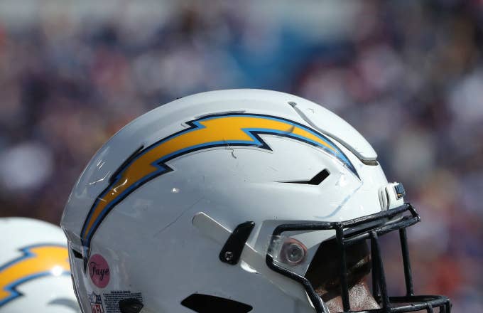 A detailed view of the Chargers logo