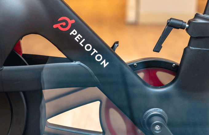 Peloton bike close up.