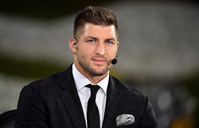 Tim Tebow looks into camera, wonders what will be the next sport he will bring same to.