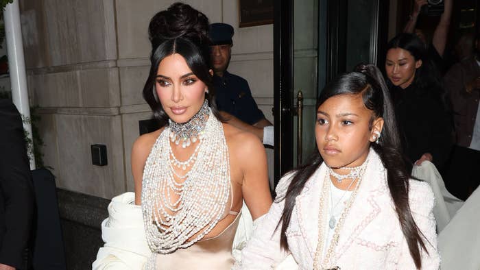 This is an image of Kim Kardashian on the right and North West on the left