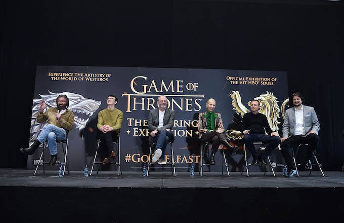 Game of Thrones cast members attend the Game Of Thrones: The Touring Exhibition press conference .