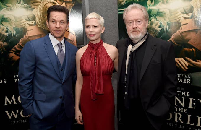 Mark Wahlberg, Michelle Williams, and Ridley Scott at the &#x27;All The Money In The World&#x27; Premiere.