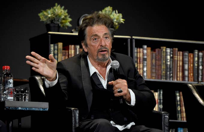 Al Pacino speaks onstage during the panel for &#x27;The Godfather&#x27; 45th Anniversary Screening