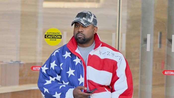 Kanye West is seen on November 27, 2022 in Los Angeles