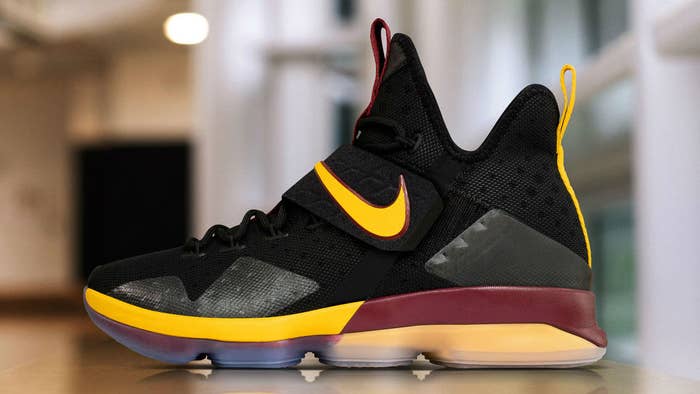 Nike LeBron 14 Black Yellow Wine PE Profile