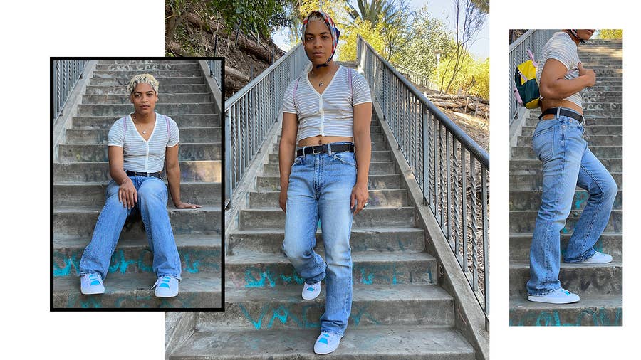 Kane Caples Shows How to Wear Popping Fall Prints With Levi's® So High  Jeans