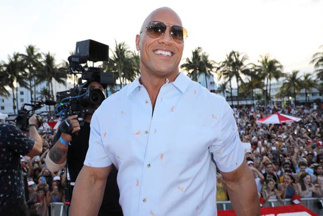 Dwayne Johnson attends the world premiere of 'Baywatch' at South Beach