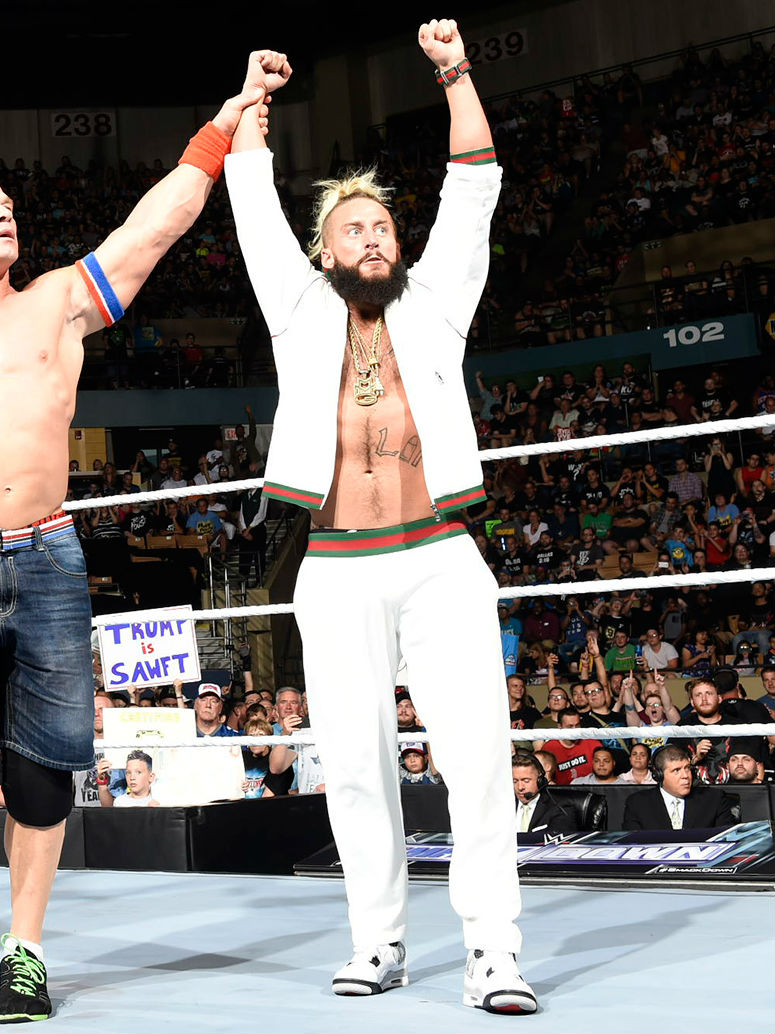 Enzo Amore Wearing the Cement Air Jordan 4