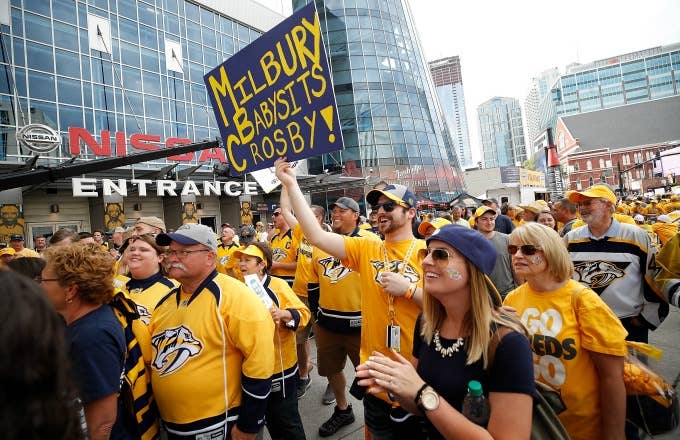 Nashville Predators gather for Game 6 of the Stanley Cup Finals.