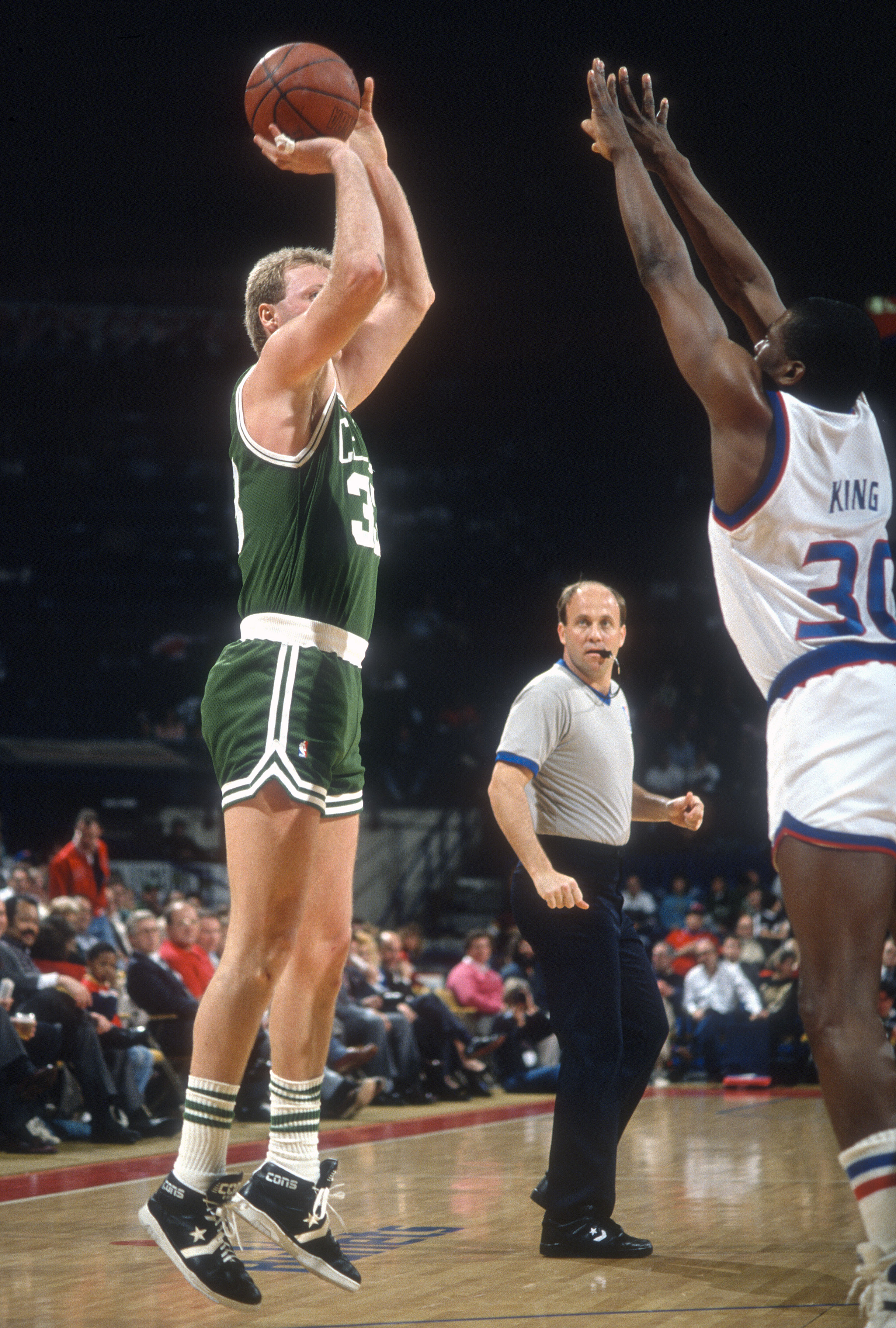 This is a photo of Larry Bird in his 1990 season with the Celtics.