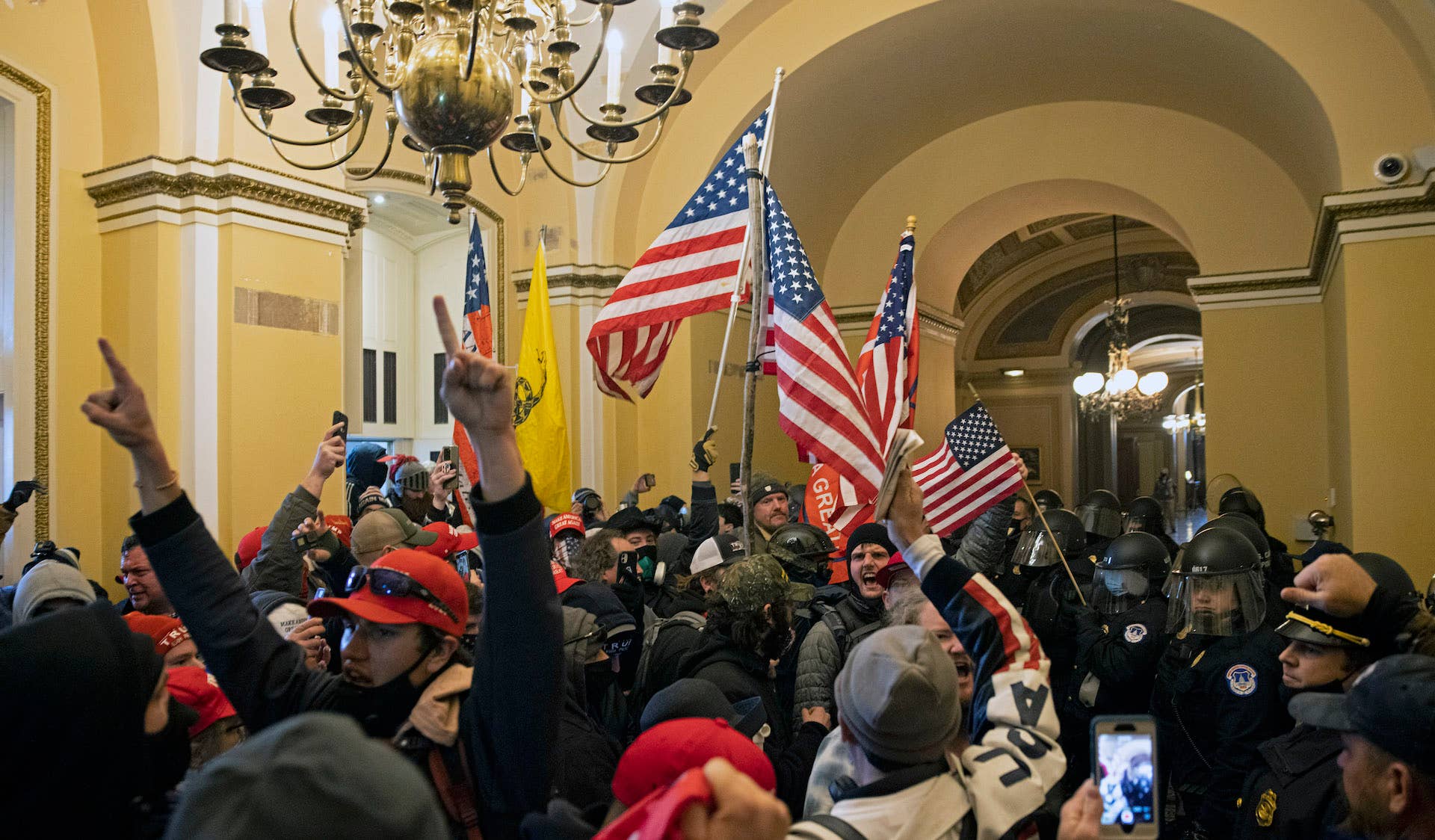 Supporters of Donald Trump storm U.S. Capitol on January 6, 2021
