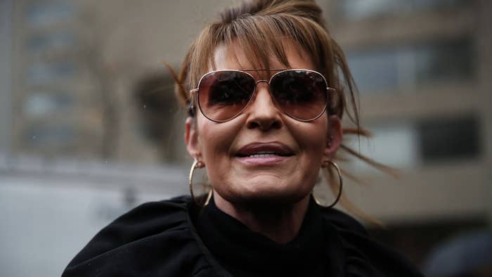 Former Alaska Governor Sarah Palin arrives at a federal court in Manhattan