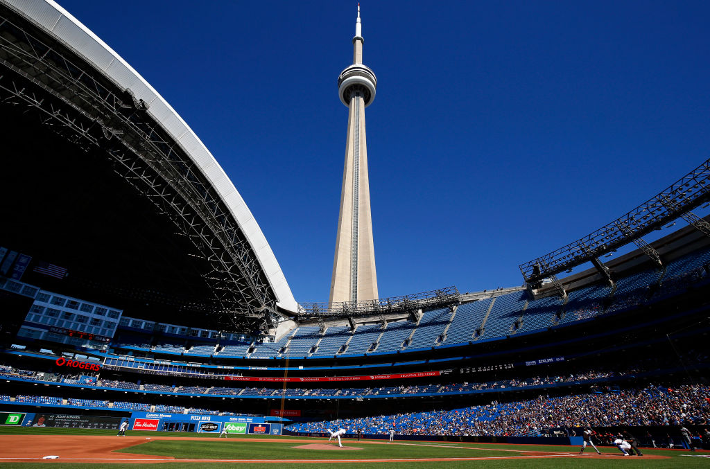 The Rogers Centre with the roof open.