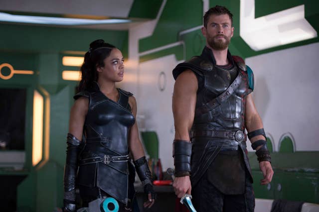 Tessa Thompson and Chris Hemsworth in &#x27;Thor: Ragnarok&#x27;