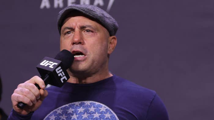 Joe Rogan, podcast host, speaks at a UFC event