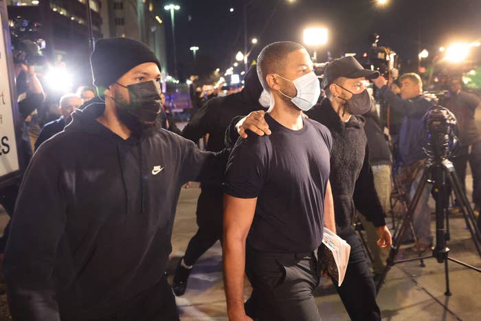 Jussie Smollett is released from the Cook County Department of Corrections detention center on March 16, 2022 in Chicago, Illinois.