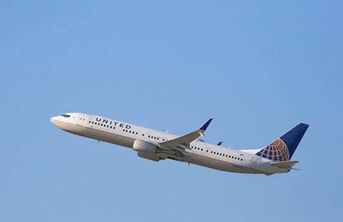 United Airlines flight taking off.