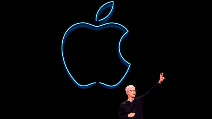 Apple CEO Tim Cook presents the keynote address during Apple&#x27;s Worldwide Developer Conference