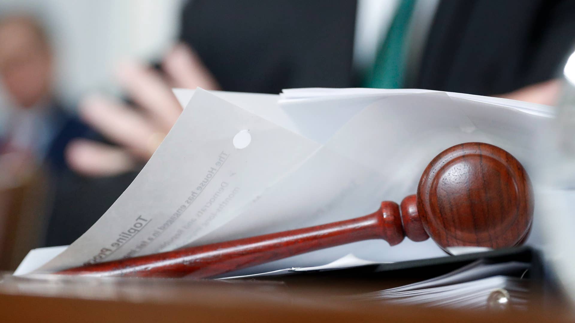 The gavel sits in front of House Rules Committee chairman Rep. Jim McGovern.