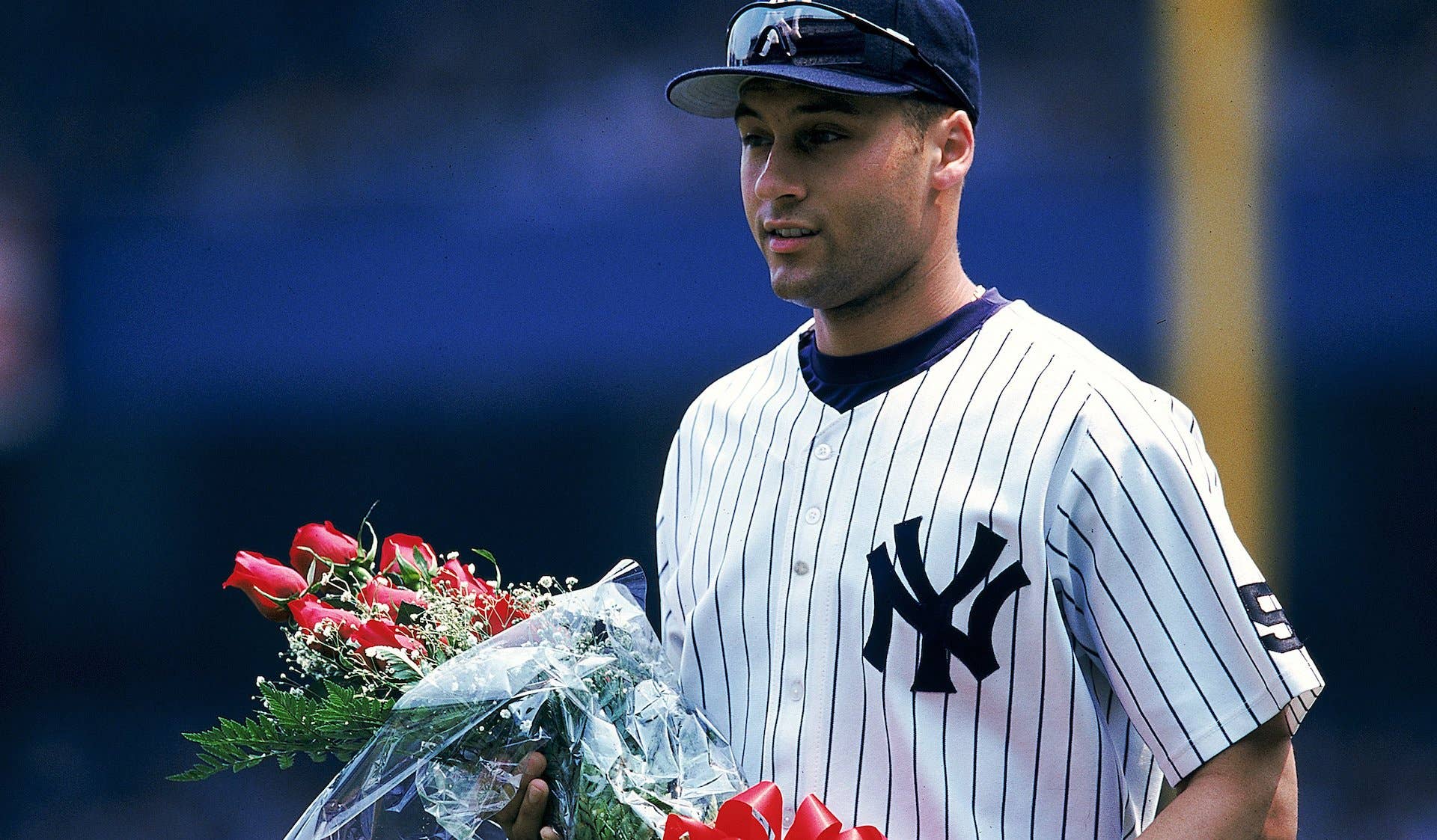 Derek Jeter during a New York Yankees game in 1999