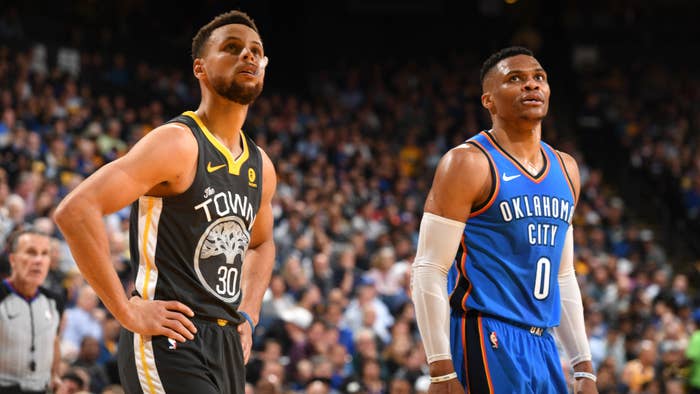 Stephen Curry and Russell Westbrook