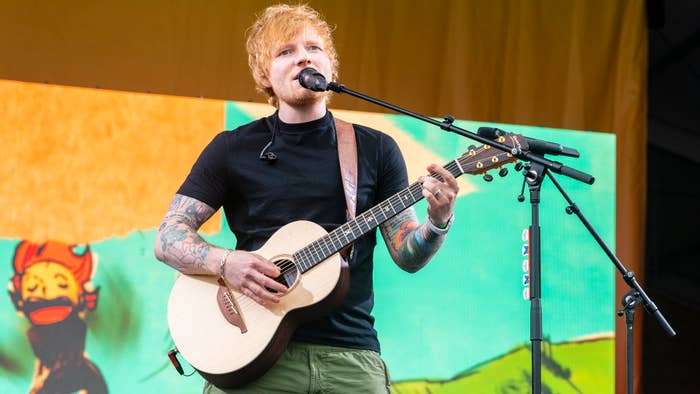 Ed Sheeran playing at New Orleans Jazz Heritage Fest