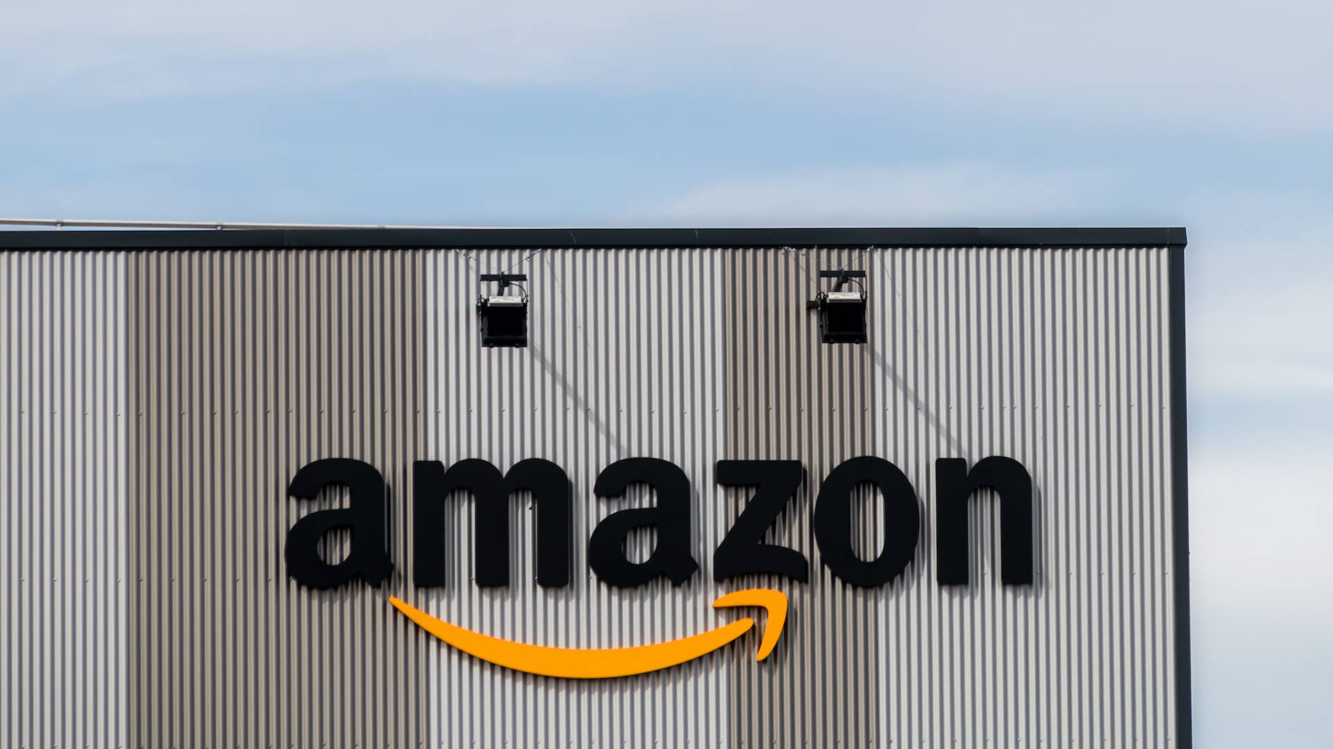 Amazon logo at a logistic centre.