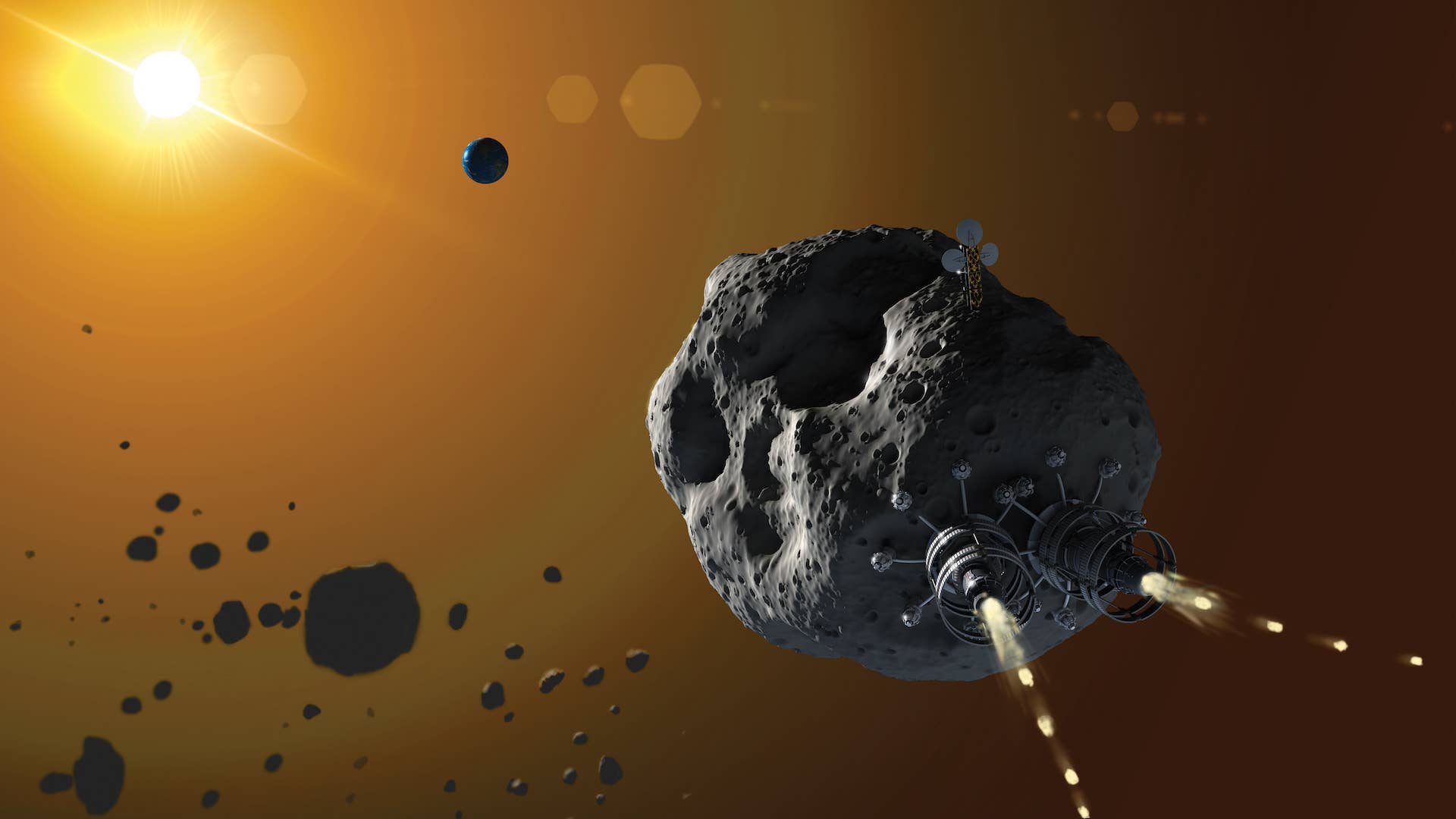 Illustration of asteroid floating in Space