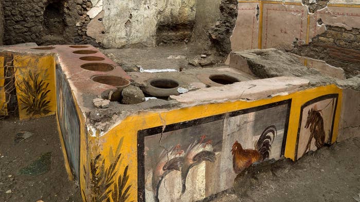 Pompeii Archeological park press office shows the thermopolium