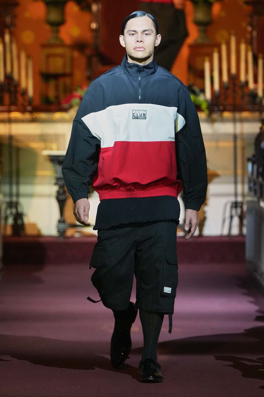 NYFW Pop Of Red: Supreme x Louis Vuitton Bag & Joseph Pants