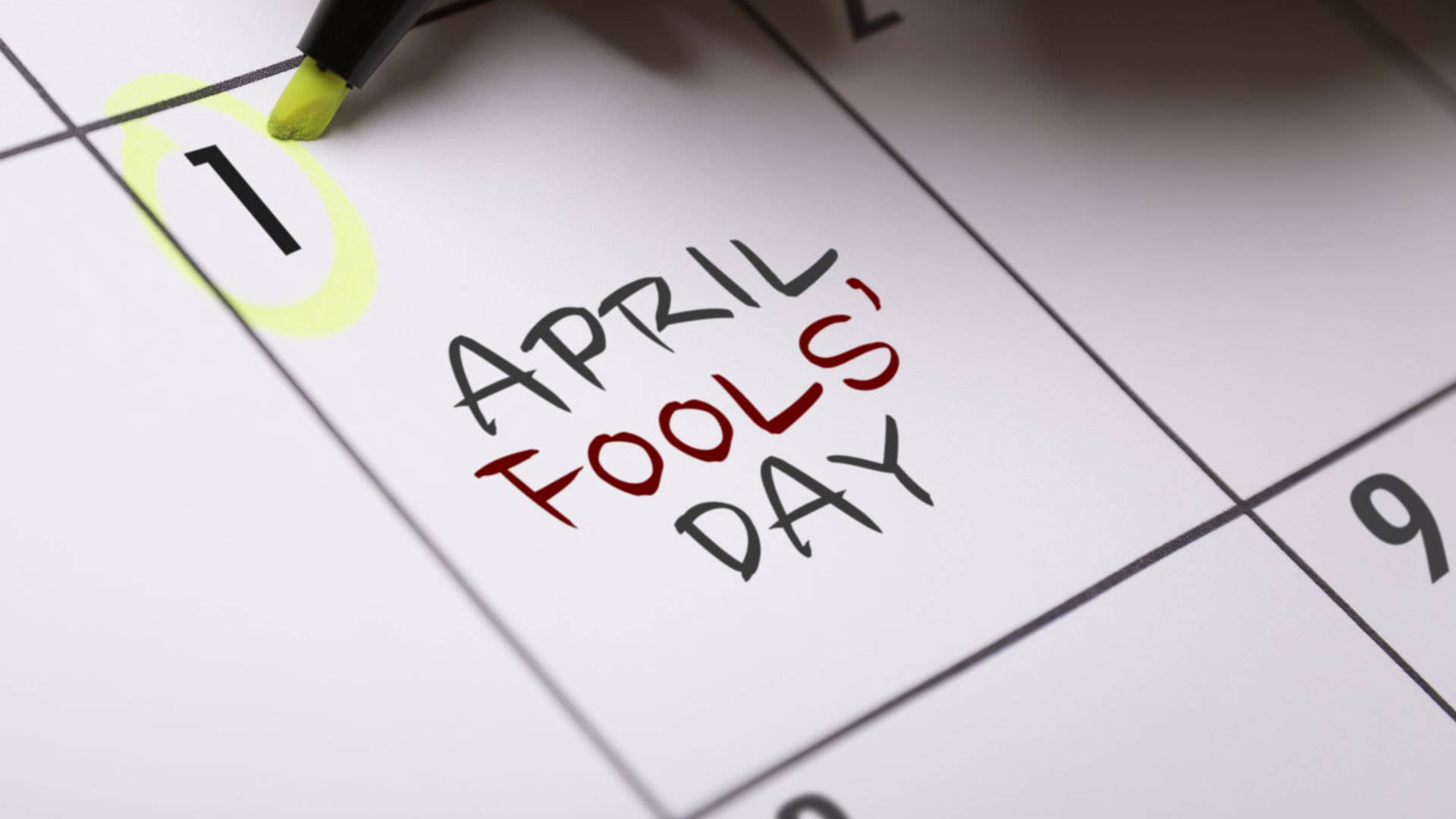 April Fools' Day circled on the calendar.