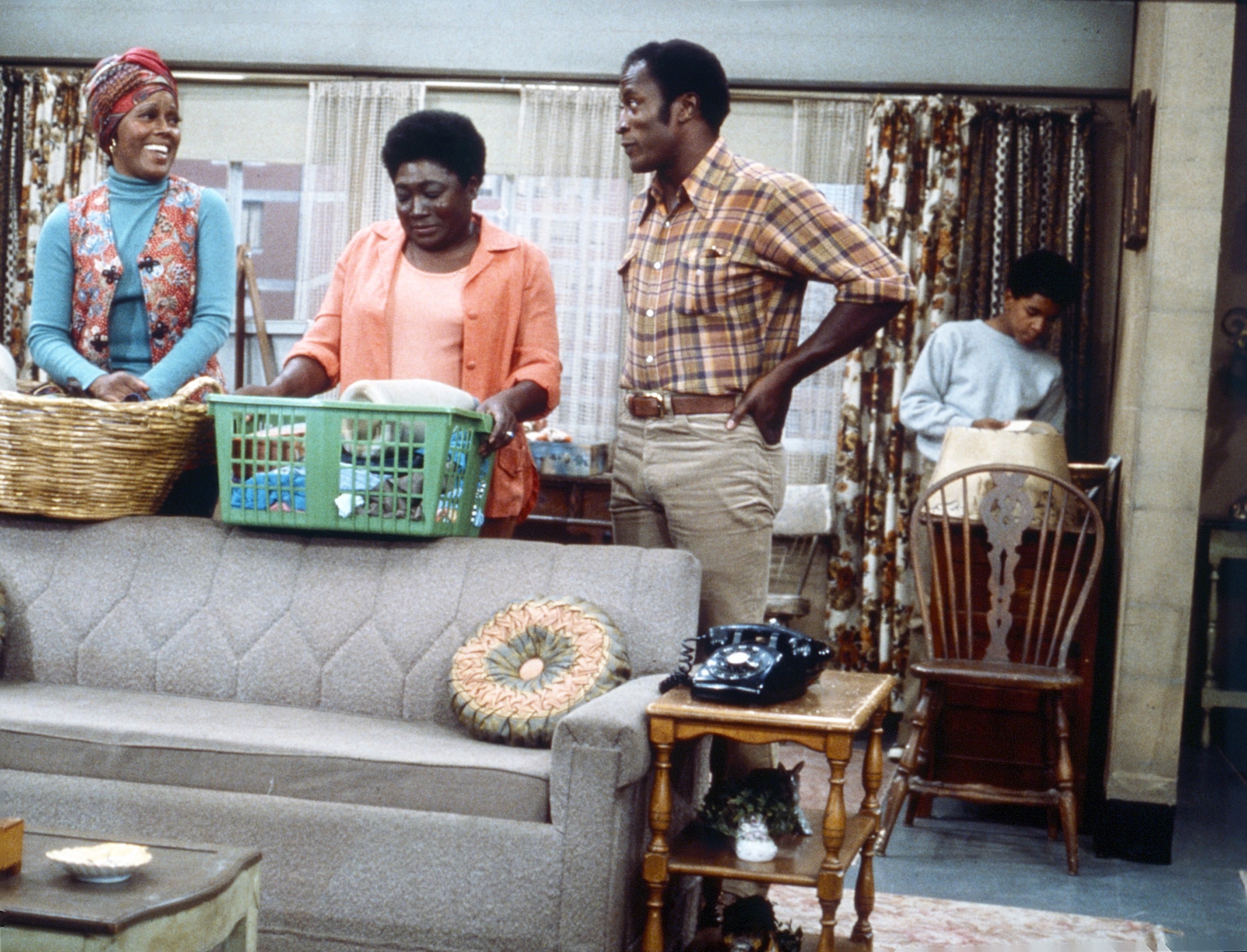 A family on the set of Good Times.