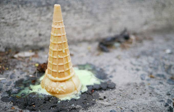 Dropped ice cream cone.