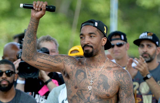 J.R. Smith at the Cavaliers' championship parade.