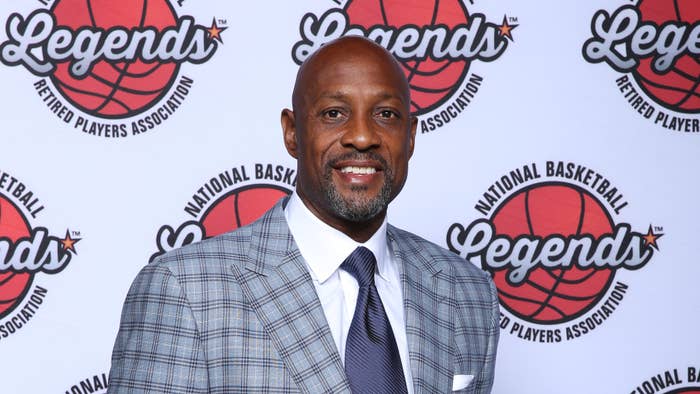 Alonzo Mourning poses for a portrait at the Legends Brunch during 2019 NBA All Star Weekend.