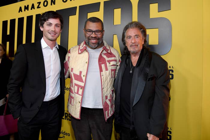 Logan Lerman, Jordan Peele and Al Pacino attend World Premiere of &quot;Hunters.&quot;