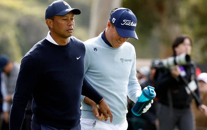 Tiger Woods and Justin Thomas at the Genesis Invitational on Thursday