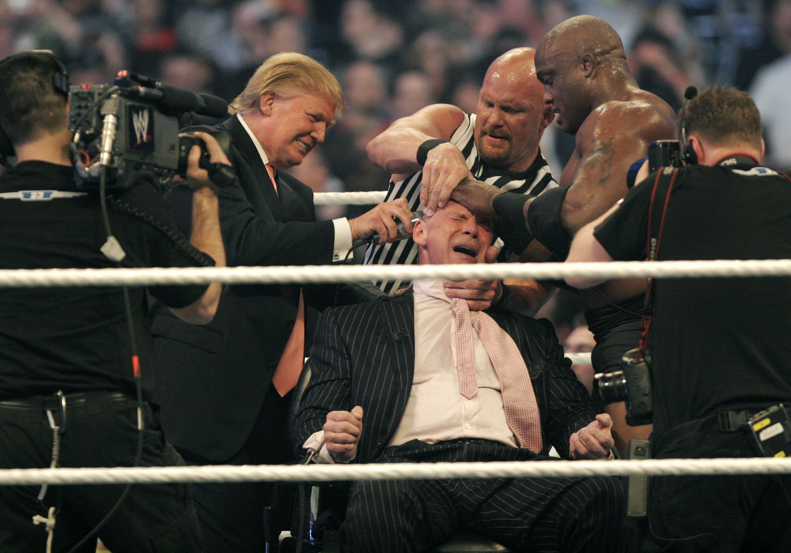Donald Trump Vince McMahon Stone Cold Steve Austin WrestleMania 23 Shaved Head