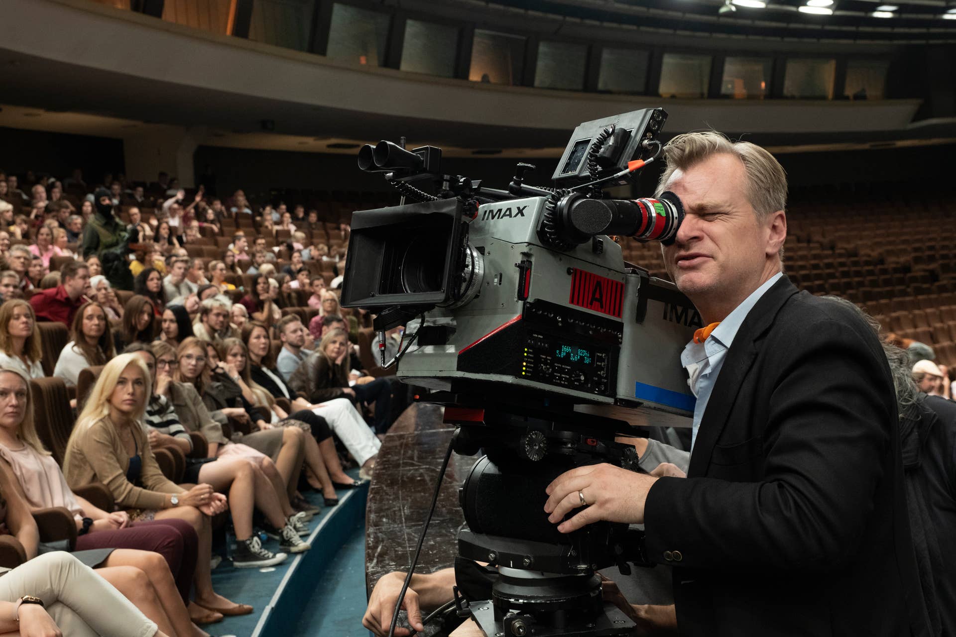 Christopher Nolan on the set of Tenet