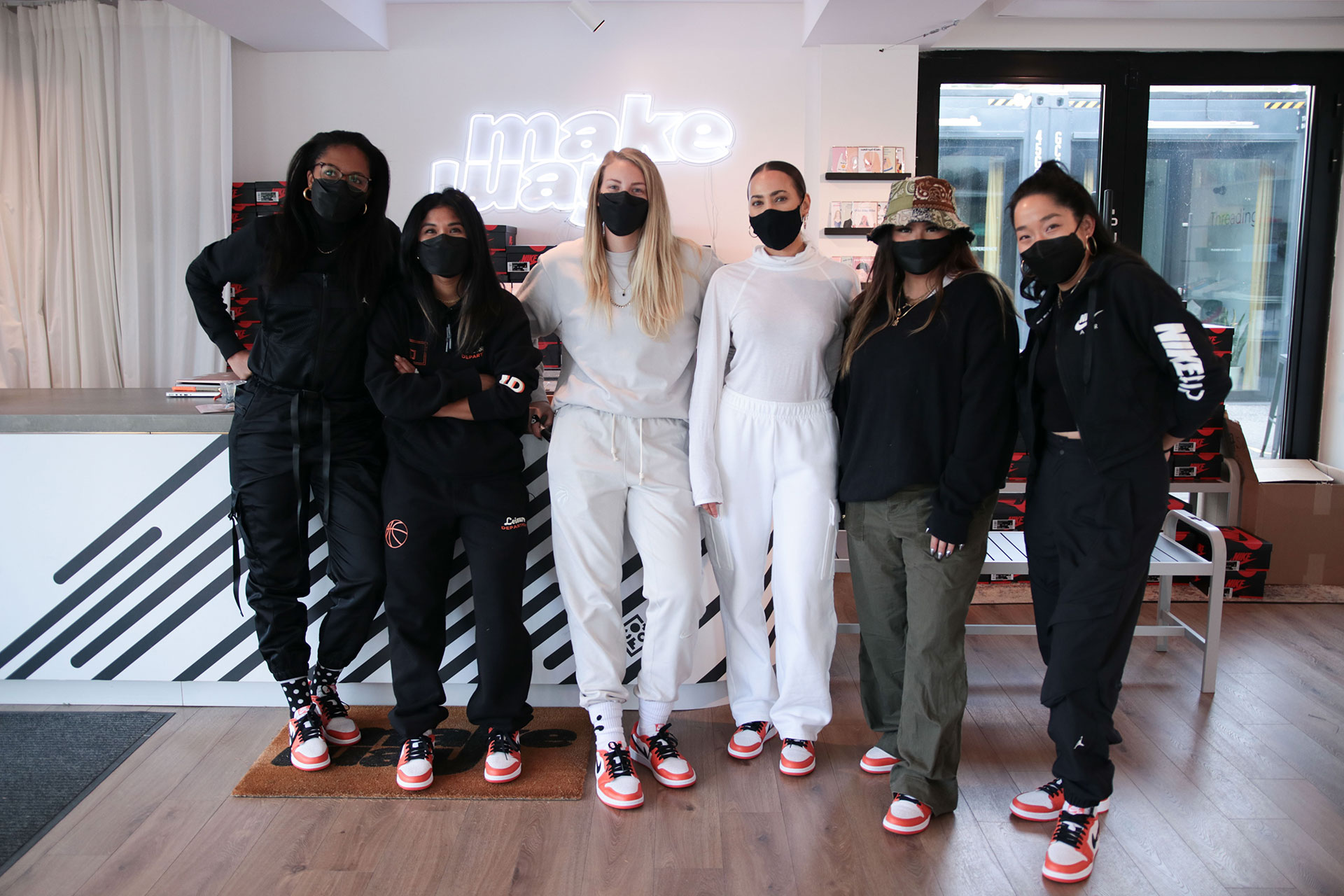 The all-female staff of Makeway sneaker boutique